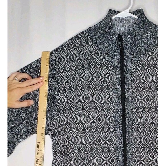 Buffalo Cardigan Jacket Men XL Gray Fair Isle Zip Flannel Lined Mock Old Money - Picture 10 of 12